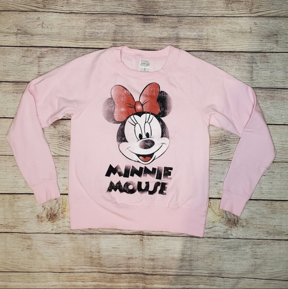 Disney Minnie Mouse face front and back graphic sweatshirt